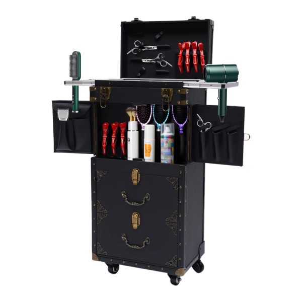 Rolling Verrouillable Train Valise de Maquillage à roulettes Coiffeur Styliste Beauté Salon Bagages Voyage Organisateur