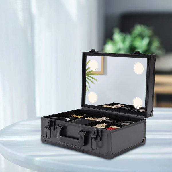 Trousse de maquillage, boîte de rangement cosmétique, trousse de maquillage avec lumières et miroir