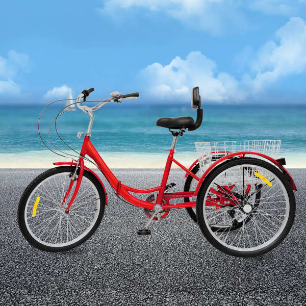 Vélo pliant 24 pouces tricycle adulte 3 roues vélo avec panier et dossier 7 vitesses Tricycle pour adultes seniors(rouge) Vélo pliant 24 pouces tricycle adulte 3 roues vélo avec panier et dossier 7 vitesses Tricycle pour adultes seniors(rouge)