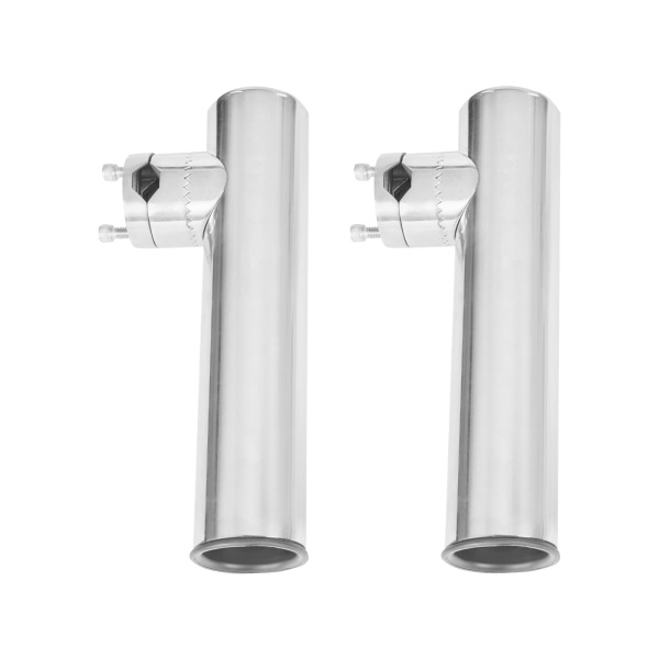 2 supports de canne à pêche en acier inoxydable rotatif à 360° pour rail de 19 à 25 mm avec pince en acier inoxydable