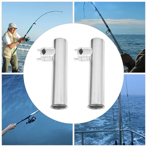 2 supports de canne à pêche en acier inoxydable rotatif à 360° pour rail de 19 à 25 mm avec pince en acier inoxydable