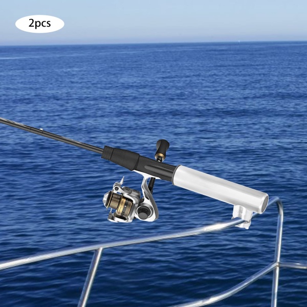 2 supports de canne à pêche en acier inoxydable rotatif à 360° pour rail de 19 à 25 mm avec pince en acier inoxydable