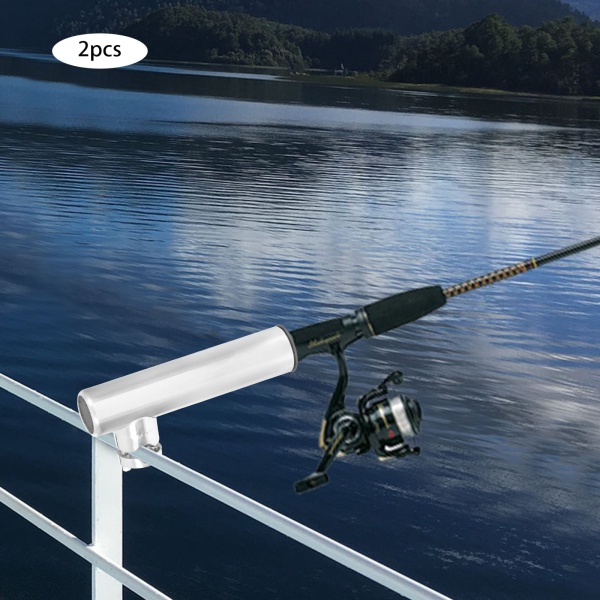 2 supports de canne à pêche en acier inoxydable rotatif à 360° pour rail de 19 à 25 mm avec pince en acier inoxydable