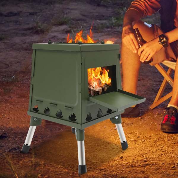 Poêle de tente, 22 x 22 x 36 cm, poêle à bois portable, chauffage de tente, camping, bois, tente, poêle d'extérieur (vert) Poêle de tente, 22 x 22 x 36 cm, poêle à bois portable, chauffage de tente, camping, bois, tente, poêle d'extérieur (vert)