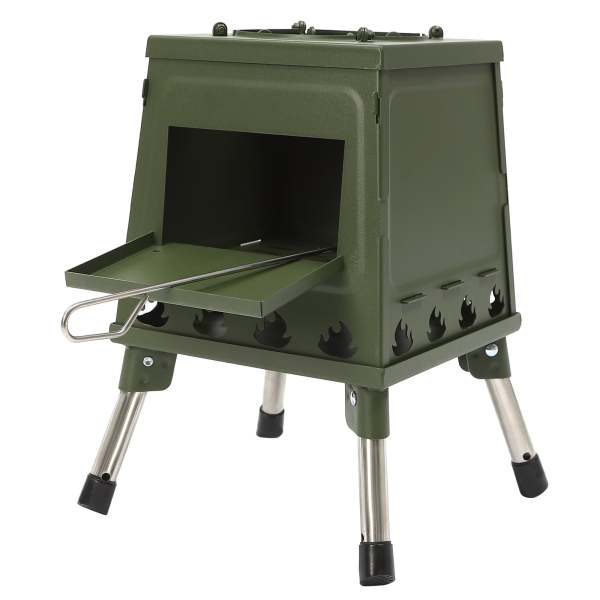 Poêle de tente, 22 x 22 x 36 cm, poêle à bois portable, chauffage de tente, camping, bois, tente, poêle d'extérieur (vert)