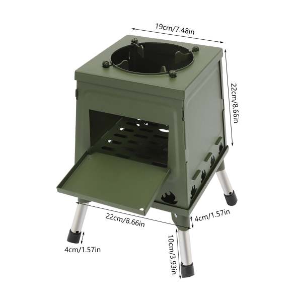 Poêle de tente, 22 x 22 x 36 cm, poêle à bois portable, chauffage de tente, camping, bois, tente, poêle d'extérieur (vert) Poêle de tente, 22 x 22 x 36 cm, poêle à bois portable, chauffage de tente, camping, bois, tente, poêle d'extérieur (vert)