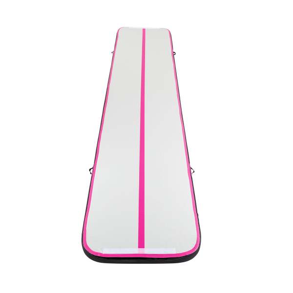 1 x 3M Tapis de gymnastique, gonflable, avec sac de transport et pompe à air électrique, tapis de yoga, tapis de sport, yoga, gym -  rose