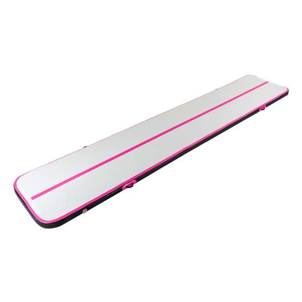 1 x 3M Tapis de gymnastique, gonflable, avec sac de transport et pompe à air électrique, tapis de yoga, tapis de sport, yoga, gym -  rose