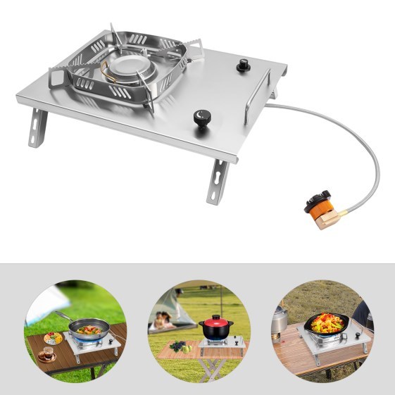 Réchauds de camping, réchauds portables avec brûleurs réglables, plateaux de table pliables