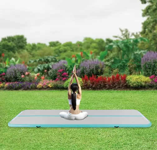 Tapis de Gymnastique Gonflable, Tapis de Fitness, Tapis Air Track, Tapis de Yoga, Tapis Tumbler, Tapis de Sport, avec Sac de Transport et Pompe à Air électrique, 1*4 M