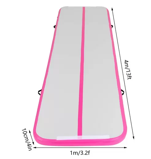 Tapis de Gymnastique Gonflable, Tapis de Fitness, Tapis Air Track, Tapis de Yoga, Tapis Tumbler, Tapis de Sport, avec Sac de Transport et Pompe à Air électrique, 1*4 M
