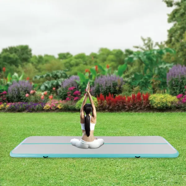 Tapis de Gymnastique Gonflable, Tapis de Fitness, Tapis de Sport, avec Sac de Transport et Pompe à Air électrique, 1*4 M