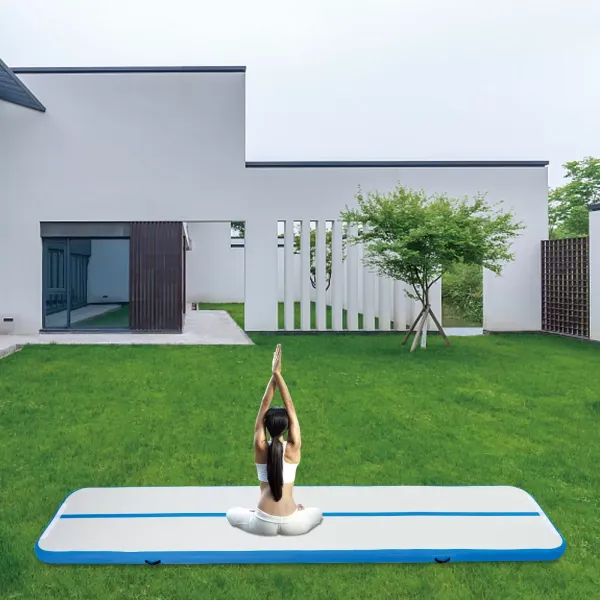 Tapis de Gymnastique Gonflable, Tapis de Fitness, Tapis de Sport, avec Sac de Transport et Pompe à Air électrique, 1*4 M