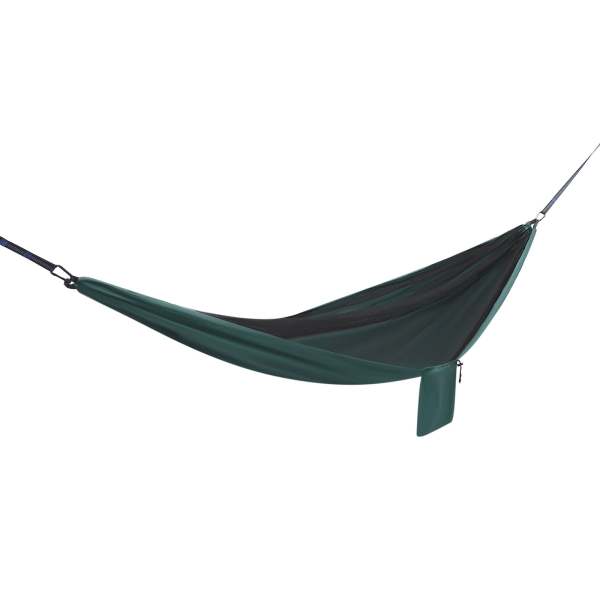 Hamac de camping, hamac avec moustiquaire, tente et bâche de pluie, balançoire suspendue pour sac à dos, 290cm*140cm (noir, vert noirâtre)