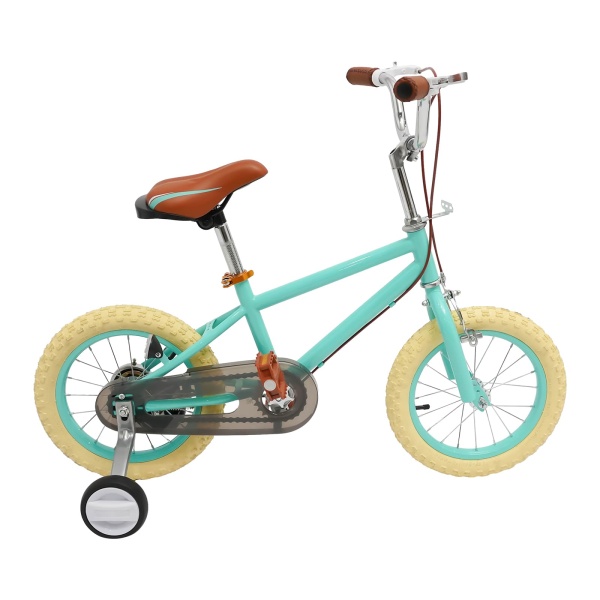 Vélo pour enfant de 14" avec roues stabilisatrices - Vélo stable pour enfants de 3 à 7 ans - Charge maximale : 80 kg - Convient pour la ville et les pistes cyclables (vert foncé)