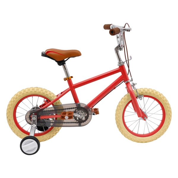 Vélo pour enfant de 14" avec roues stabilisatrices - Vélo stable pour enfants de 3 à 7 ans - Charge maximale : 80 kg - Convient pour la ville et les pistes cyclables (rouge)