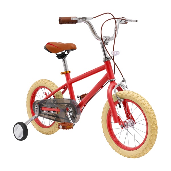 Vélo pour enfant de 14" avec roues stabilisatrices - Vélo stable pour enfants de 3 à 7 ans - Charge maximale : 80 kg - Convient pour la ville et les pistes cyclables (rouge)