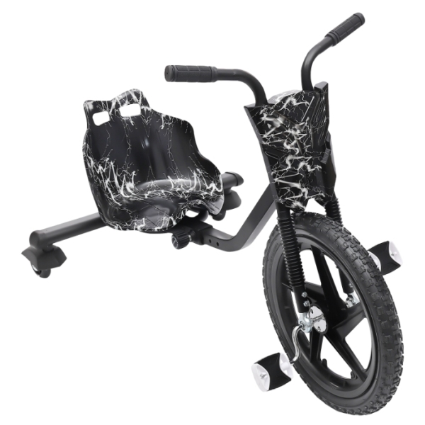 Voiture à la dérive, tricycle pour enfants, charge 80 kg, adaptée aux enfants de plus de 6 ans - Noir, Lightning