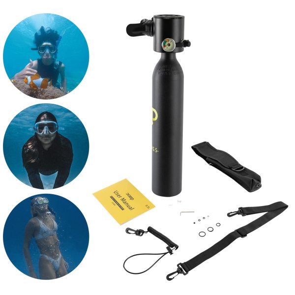 Mini bouteille de plongée pour plongeurs débutants - 0.5 l - Pour la respiration sous-marine - Profondeur de plongée jusqu'à 10 m à 30 m