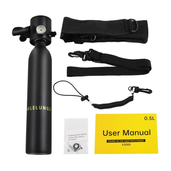 Mini bouteille de plongée pour plongeurs débutants - 0.5 l - Pour la respiration sous-marine - Profondeur de plongée jusqu'à 10 m à 30 m Mini bouteille de plongée pour plongeurs débutants - 0.5 l - Pour la respiration sous-marine - Profondeur de plongée jusqu'à 10 m à 30 m