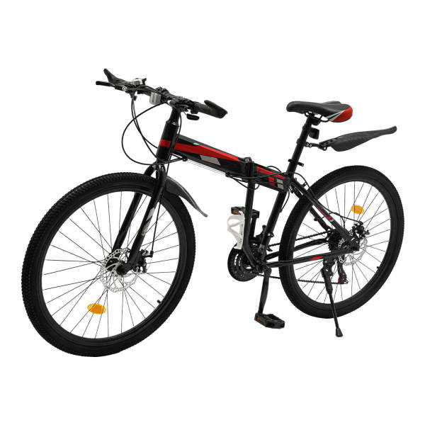 Vélo de montagne 26" pour homme, vélo pliant avec garde-boue, 21 vitesses, vélos avec double frein à disque