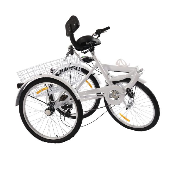 Tricycle pour adulte - 24" - Tricycle pliable - 7 vitesses - Avec porte-gobelet et phare - Tricycle à 3 roues avec panier à provisions