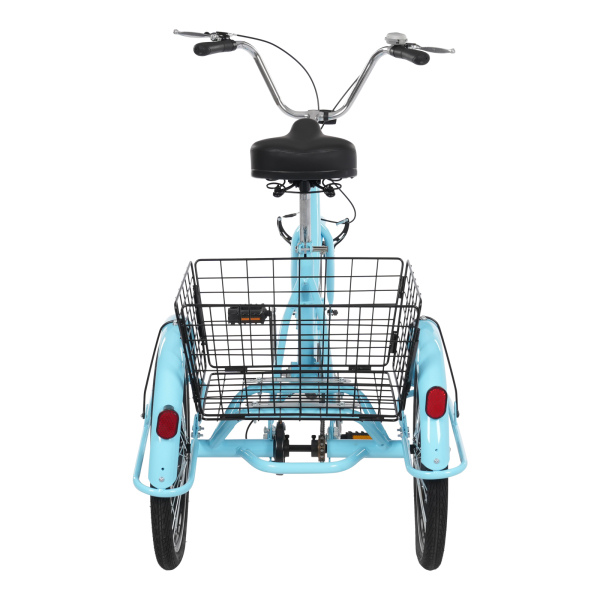 Tricycle pour adulte de 20 pouces résistant à la rouille à 3 roues avec pneus antidérapants et garde-boue pour les villes et les plages Bleu