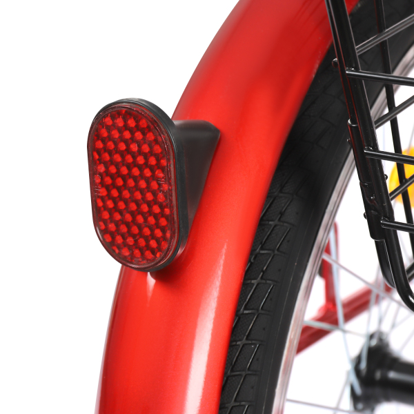 Tricycle pour adulte de 20 pouces résistant à la rouille, vélo à 3 roues avec pneus antidérapants, garde-boue pour villes et plages, rouge
