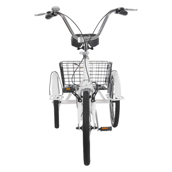 Tricycle pour adulte de 20 pouces résistant à la rouille, vélo à 3 roues avec pneus antidérapants, garde-boue pour villes et plages, blanc