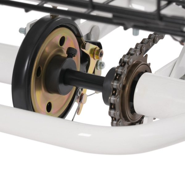 Tricycle pour adulte de 20 pouces résistant à la rouille, vélo à 3 roues avec pneus antidérapants, garde-boue pour villes et plages, blanc