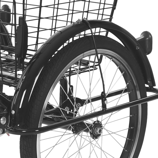 Tricycle pour adulte de 20 pouces résistant à la rouille, vélo à 3 roues avec pneus antidérapants, garde-boue pour villes et plages, noir Tricycle pour adulte de 20 pouces résistant à la rouille, vélo à 3 roues avec pneus antidérapants, garde-boue pour villes et plages, noir
