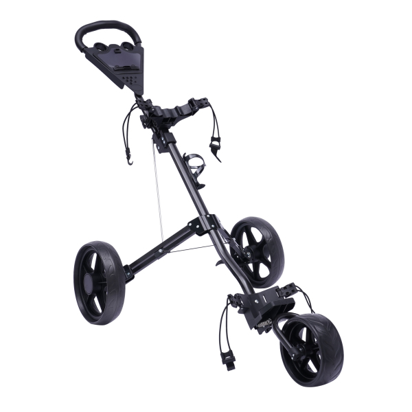 Chariot de golf pliable à 3 roues avec frein à pied, ouverture et fermeture en une seconde, porte-gobelet gratuit inclus Chariot de golf pliable à 3 roues avec frein à pied, ouverture et fermeture en une seconde, porte-gobelet gratuit inclus
