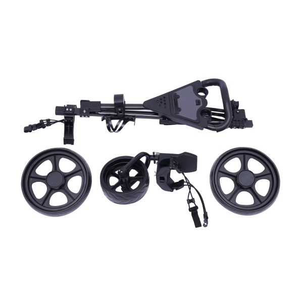 Chariot de golf pliable à 3 roues avec frein à pied, ouverture et fermeture en une seconde, porte-gobelet gratuit inclus Chariot de golf pliable à 3 roues avec frein à pied, ouverture et fermeture en une seconde, porte-gobelet gratuit inclus
