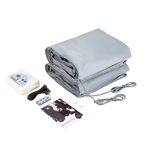 Couverture de sauna 650 W, 2 zones numérique infrarouge lointain (FIR) Oxford - Avec fermeture éclair - Pour salon de beauté, spa et maison (gris argenté)