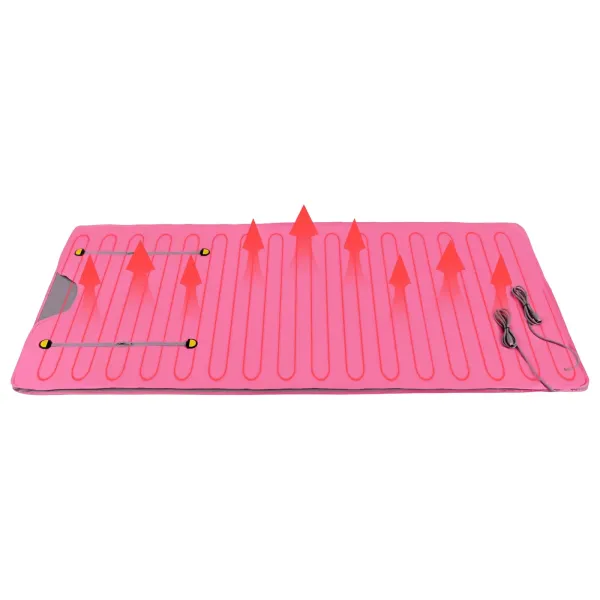 Tapis de sauna à distance infrarouge portable, fonction minuterie, contrôleur 2 zones, 650 W, 180 x 80 cm, rose