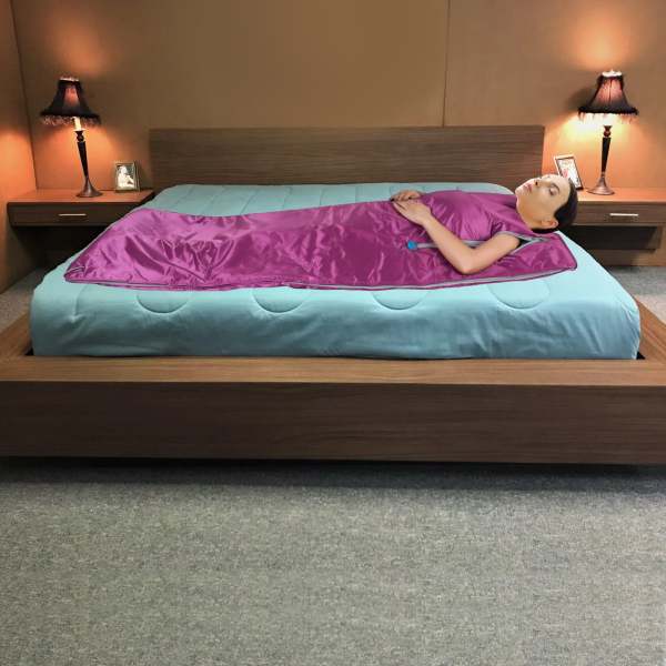 Couverture de sauna, 650 W, 2 zones, numérique infrarouge lointain (FIR) Oxford - Avec fermeture éclair pour salon de beauté, spa et maison (violet)