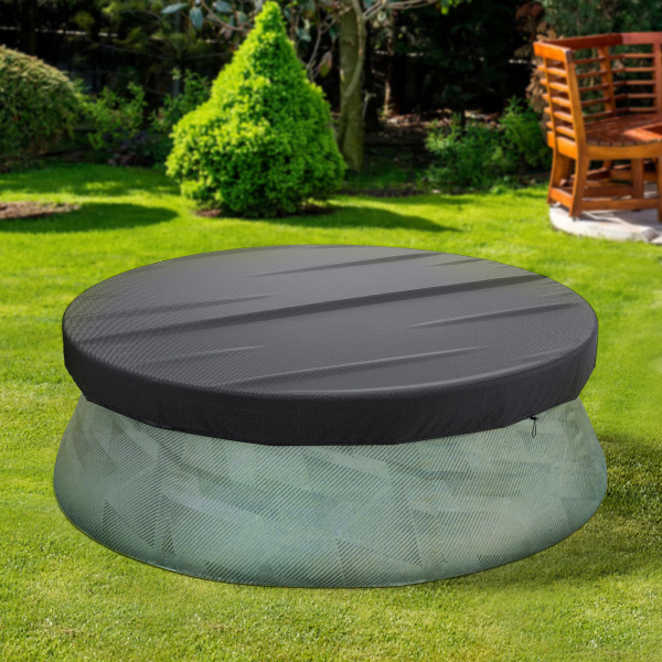 Couverture de piscine ronde avec clous de sol en corde à boucle améliorée, 366cm