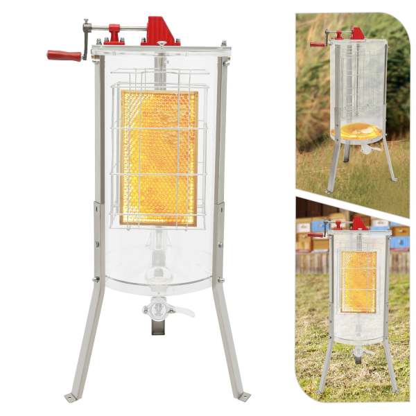 Extracteur de miel manuel acrylique avec 2 cadres Extracteur de miel d'abeille centrifugeuse pour apiculteurs Accessoires