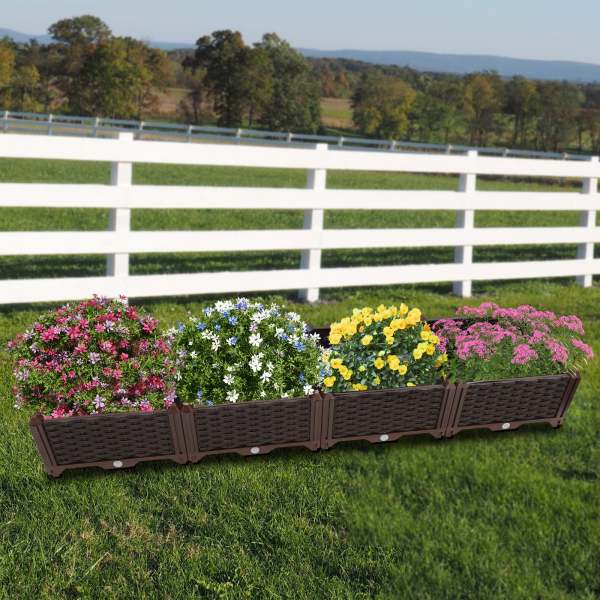 Plateau de jardin surélevé, Grande jardinière, Plateau de jardin surélevé en plastique à rang unique Plateau de jardin surélevé, Grande jardinière, Plateau de jardin surélevé en plastique à rang unique