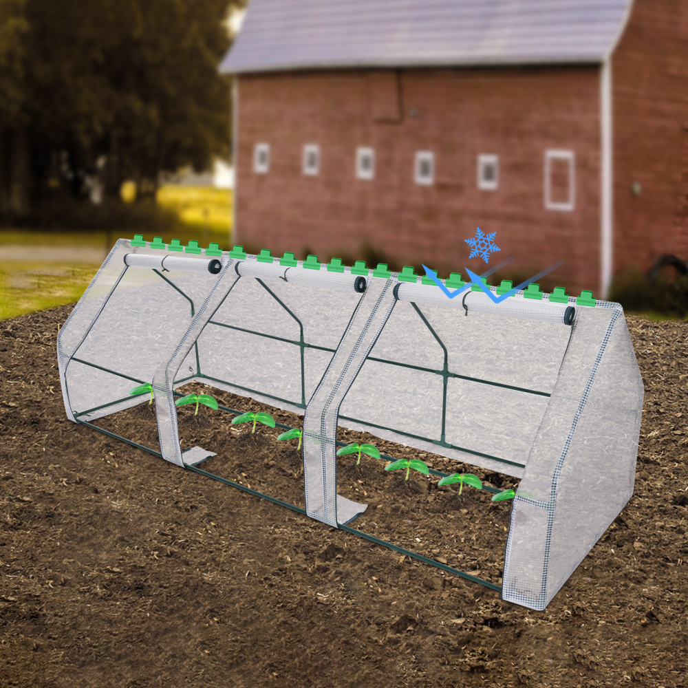 2,7 x 0,9 x 0,9 m Petite serre pour balcon, serre à tomates avec fenêtres enroulables