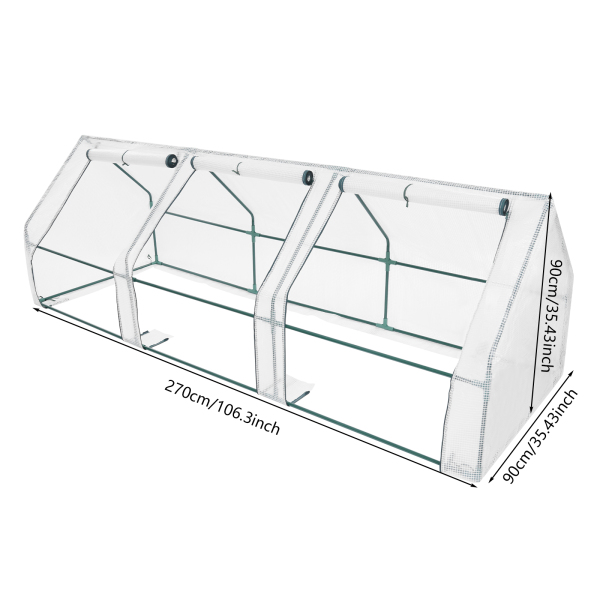 2,7 x 0,9 x 0,9 m Petite serre pour balcon, serre à tomates avec fenêtres enroulables 2,7 x 0,9 x 0,9 m Petite serre pour balcon, serre à tomates avec fenêtres enroulables