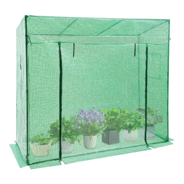 Serre à plantes 200 x 77 x 170 cm, kit de serre avec fenêtre, serre pour extérieur - Vert