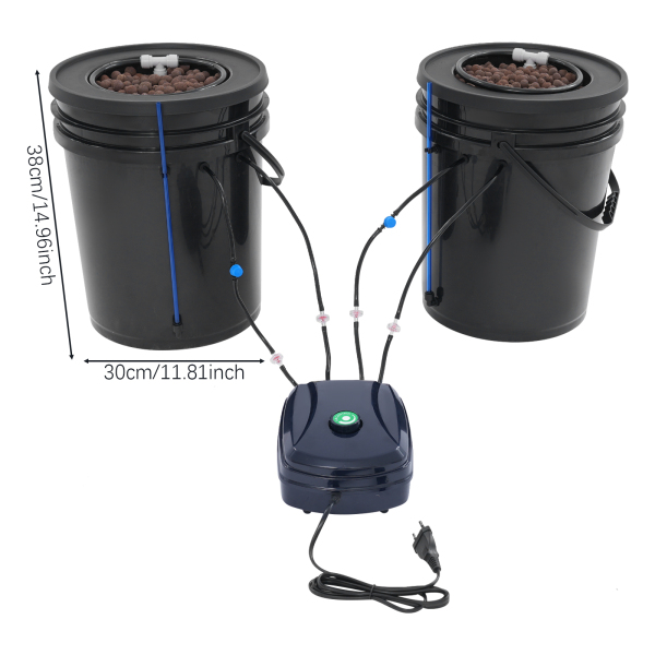 Système de culture hydroponique 2 pièces, 19 litres, avec pompe à air, mécanisme de culture en eau profonde