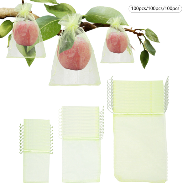 300 pièces, Sacs de protection des fruits, Sacs de filet de jardin à cordon, Sacs de filet de fruits, Vert