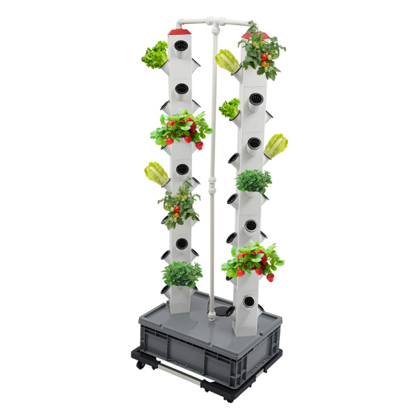 Tour de culture hydroponique pour 56 plantes, jardin vertical d'intérieur et d'extérieur, kit de jardin intelligent, tour de culture hydroponique base grise Tour de culture hydroponique pour 56 plantes, jardin vertical d'intérieur et d'extérieur, kit de jardin intelligent, tour de culture hydroponique base grise