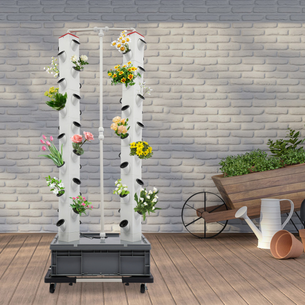 Tour de culture hydroponique pour 56 plantes, jardin vertical d'intérieur et d'extérieur, kit de jardin intelligent, tour de culture hydroponique base grise