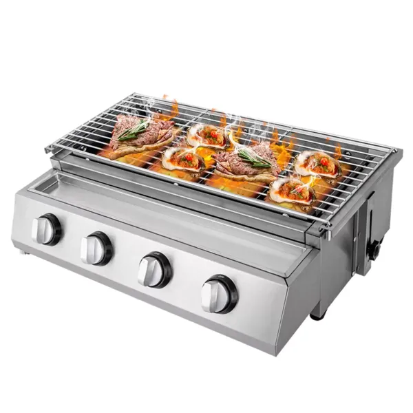 Barbecue à gaz, 4 feux, GPL, gaz, table, barbecue, jardin,table à steak en acier inoxydable 2800 Pa Barbecue à gaz, 4 feux, GPL, gaz, table, barbecue, jardin,table à steak en acier inoxydable 2800 Pa