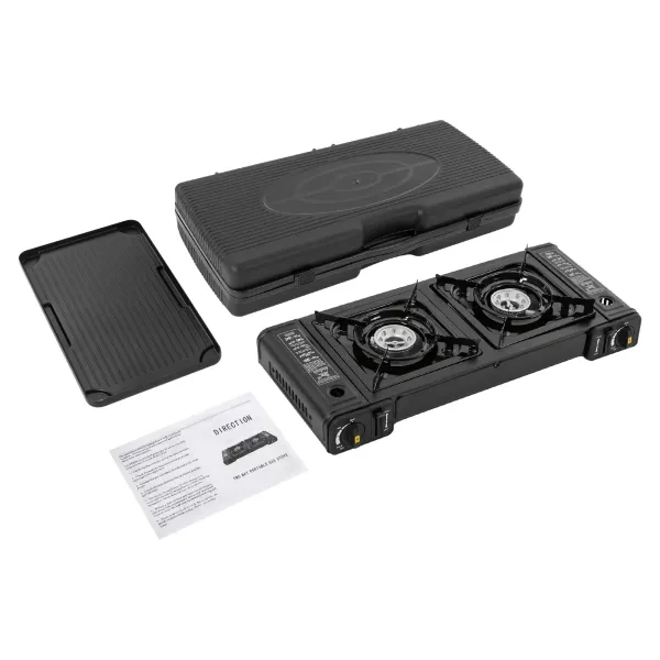 Cuisinière à gaz barbecue à Double tête avec gril, réchaud de Camping Portable, réchaud de Camping à 2 brûleurs, 64*27.8*8 cm Cuisinière à gaz barbecue à Double tête avec gril, réchaud de Camping Portable, réchaud de Camping à 2 brûleurs, 64*27.8*8 cm