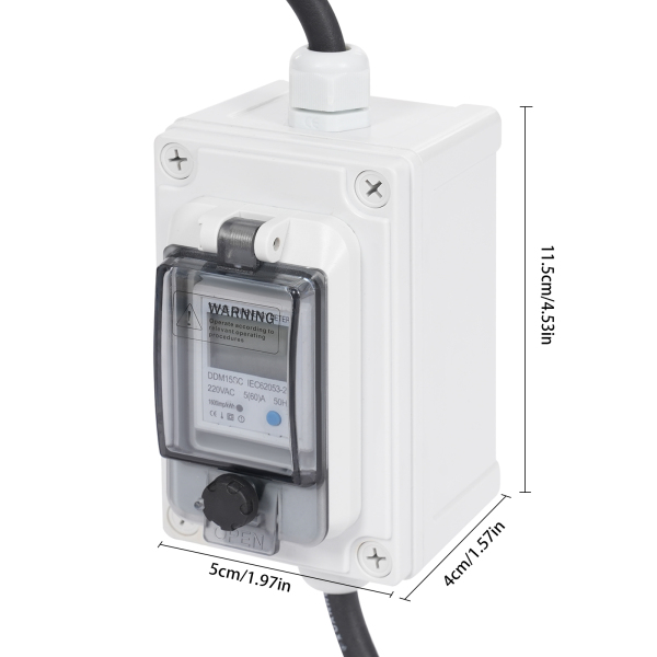 Compteur d'électricité numérique mobile 16 A HRDQ-02 H07RN-F 3 x 2,5 mm², compteur d'électricité LED numérique portable, compteur d'affichage LED numérique