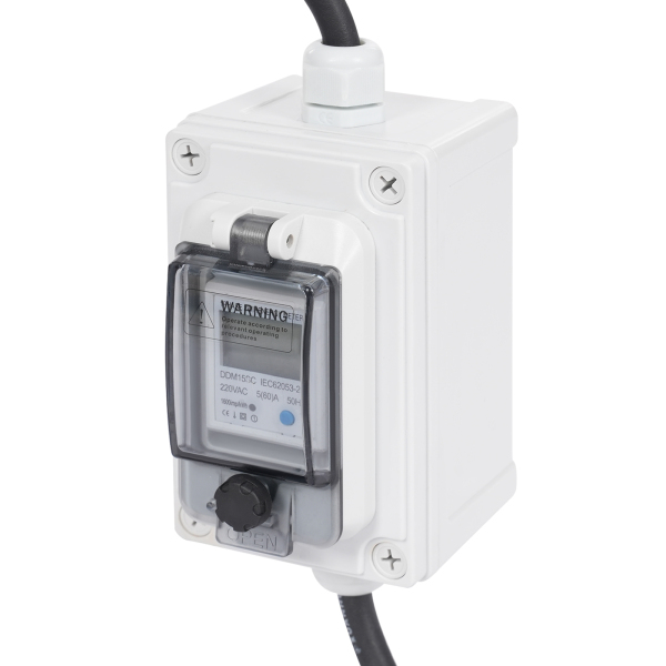 Compteur d'électricité numérique mobile 16 A HRDQ-02 H07RN-F 3 x 2,5 mm², compteur d'électricité LED numérique portable, compteur d'affichage LED numérique